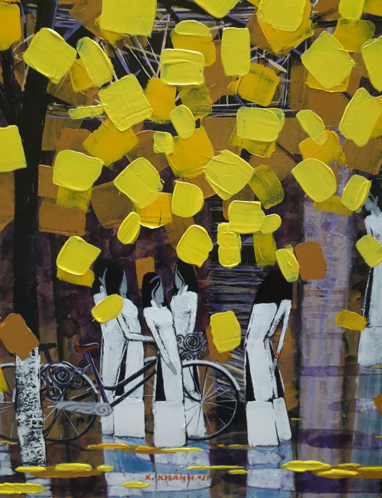 Original Art Deco Landscape Painting by Xuan Khanh Nguyen