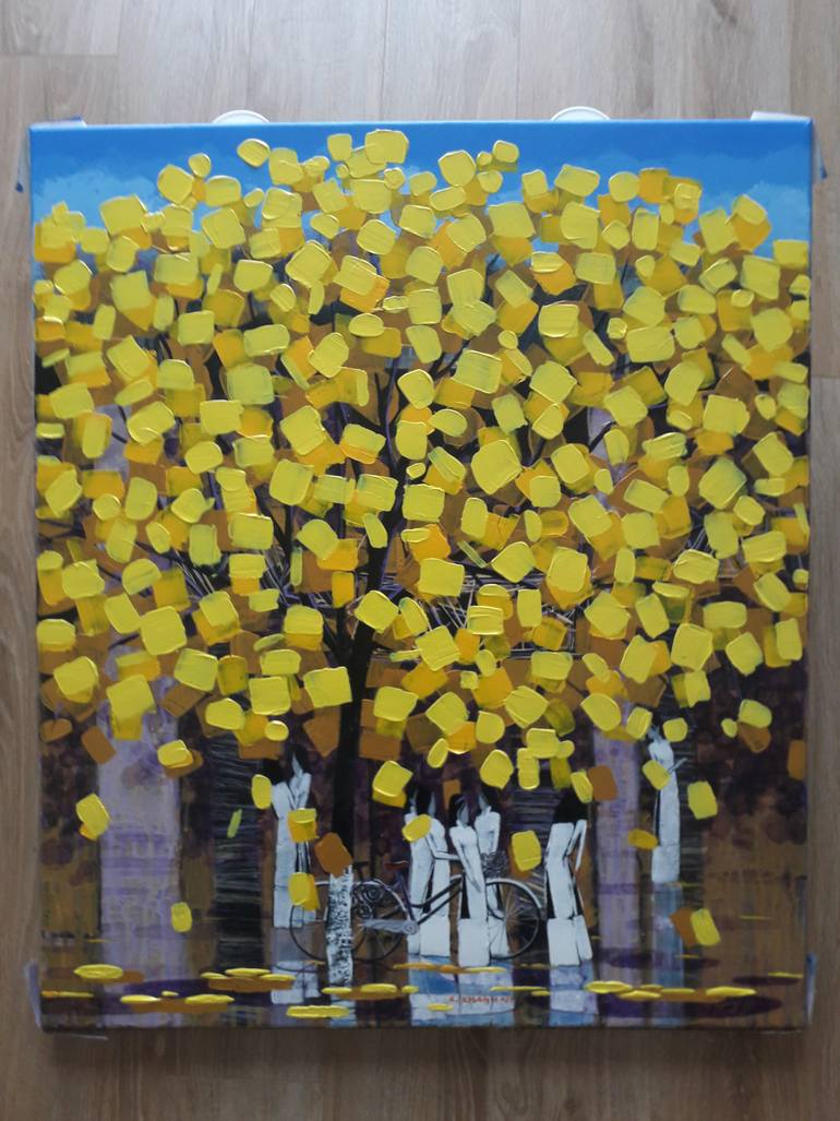 Original Art Deco Landscape Painting by Xuan Khanh Nguyen