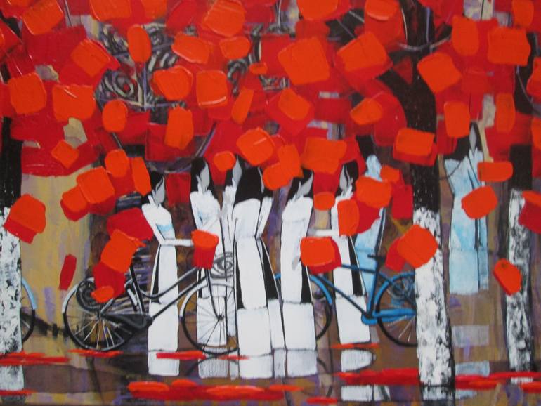 Original Art Deco Landscape Painting by Xuan Khanh Nguyen