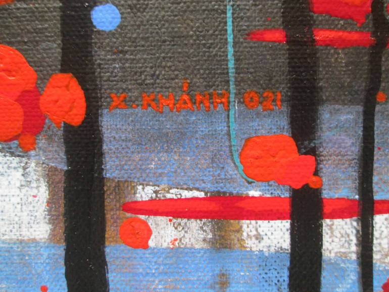 Original Art Deco Landscape Painting by Xuan Khanh Nguyen