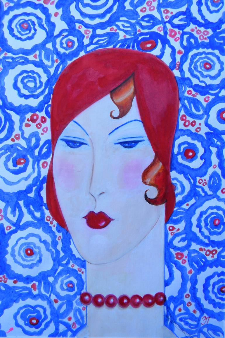 Original Art Deco Women Painting by Elvira Pyrkova