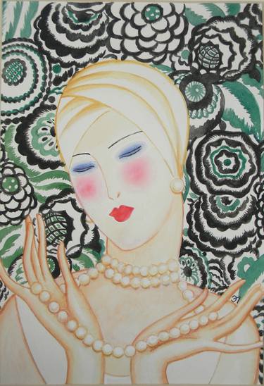 Original Art Deco Women Paintings by Elvira Pyrkova