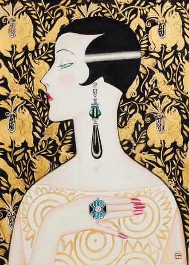 Original Art Deco Women Paintings by Elvira Pyrkova