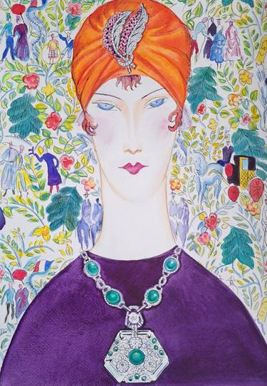 Original Art Deco Women Paintings by Elvira Pyrkova