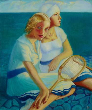Tennis Players by the Sea thumb