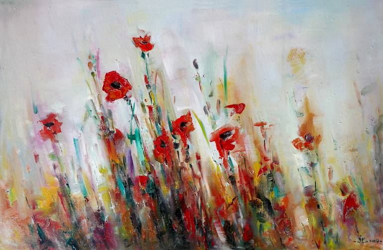 Field poppies Painting by Popei Ioan | Saatchi Art