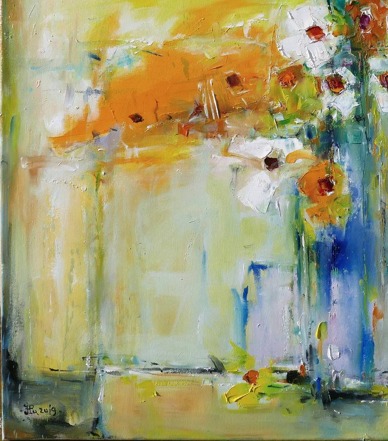Original Abstract Floral Painting by Popei Ioan