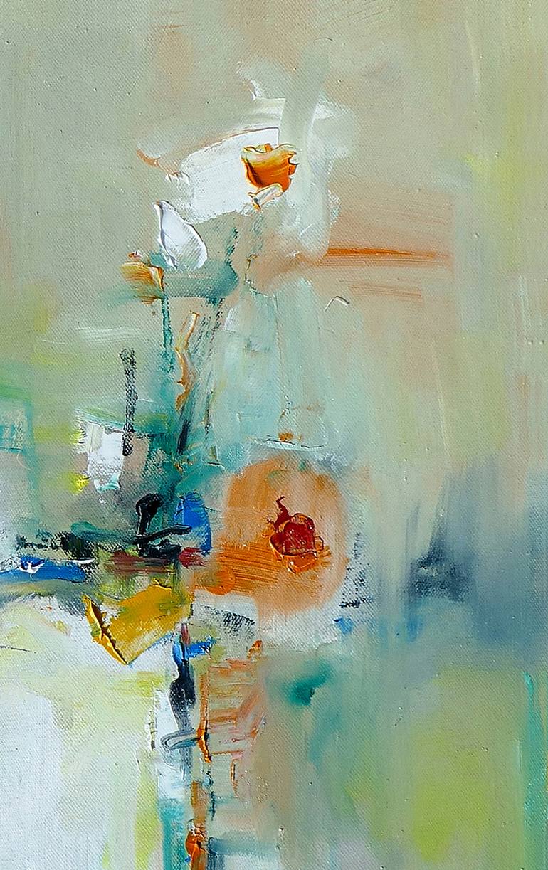 Original Abstract Expressionism Floral Painting by Popei Ioan