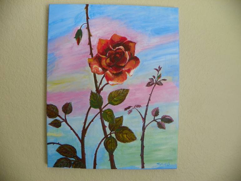 Original Art Deco Botanic Painting by Pushpa Sah