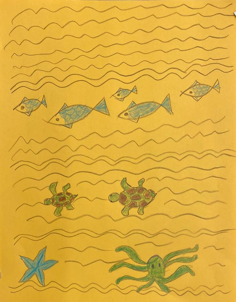 Original Animal Painting by Pushpa Sah | Art Nouveau Art on Paper | Under the Sea