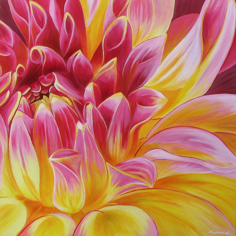 Dahlia Painting by Simone Halloran | Saatchi Art
