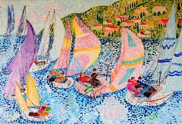Print of Sailboat Paintings by Shahid Zuberi