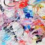 This is an original palette knife abstract painting on box canvas. Inspired by Nicolas Poussin's famous painting'Dance to the music of time'
 The painting explores the intricate web of interactions of humans with Time and circumstances.