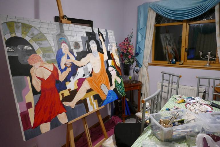 Original Abstract People Painting by Shahid Zuberi