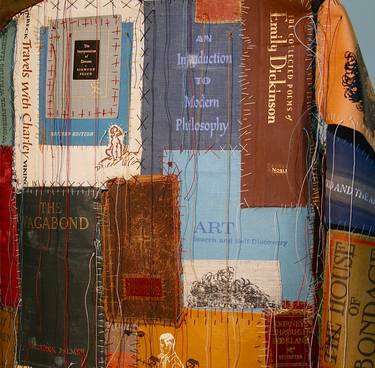 detail: Bound to Happen - an Autobiographical Straightjacket  of stitched book covers thumb