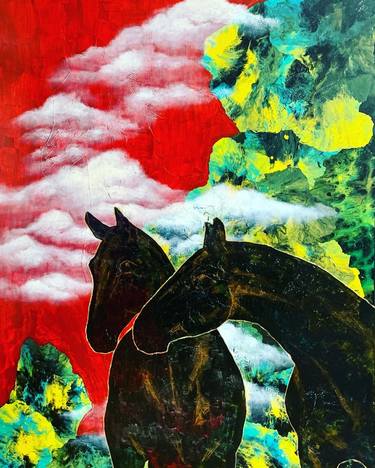 Original Abstract Horse Paintings by Leyla Mahat