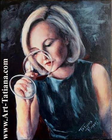 Love at first sip, wine art by Tatiana Rugers thumb