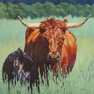 Print of Fine Art Cows Paintings by Patricia A Griffin