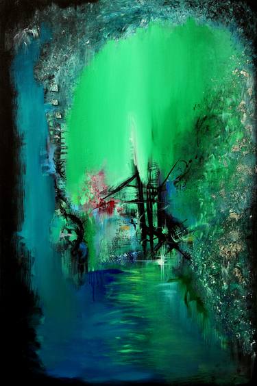 SILENT WATERS, Green Abstract Painting thumb