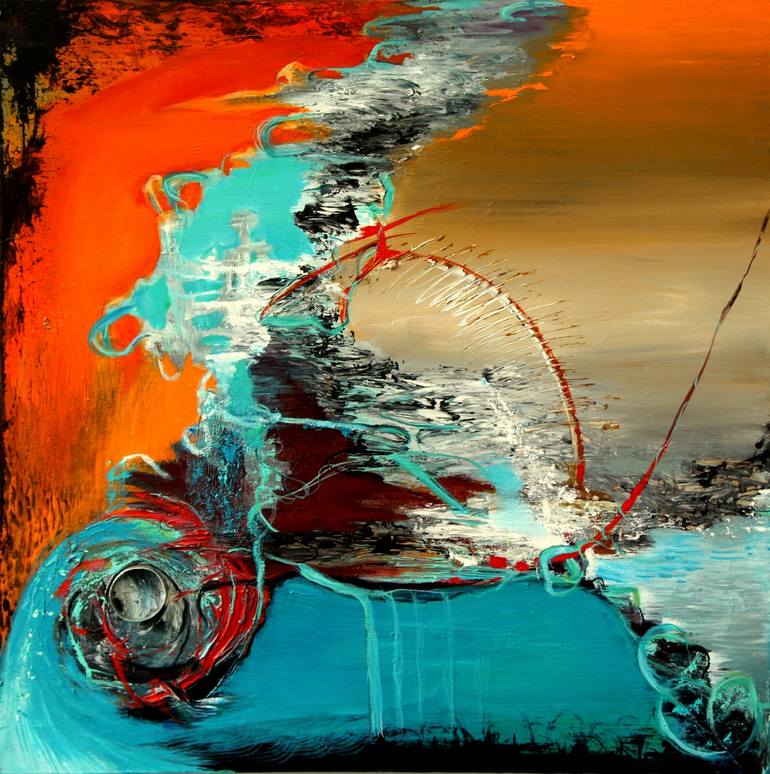 COLLISION, Orange Abstract Painting