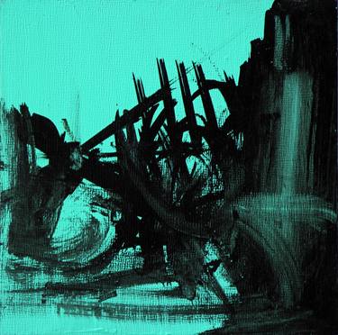 GREEN BLACK STUDY, Abstract Painting thumb