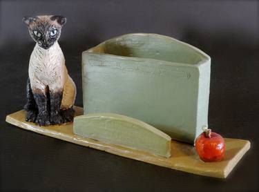 Original Expressionism Cats Sculpture by ReneeLaure Moniot Stornaiuolo