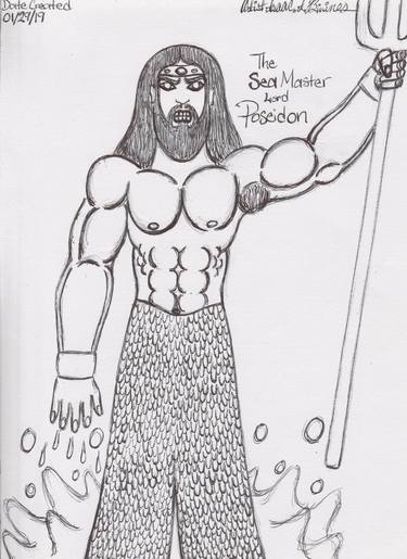 The Sea Master Lord Poseidon Drawing By Isaac Bivines Saatchi Art