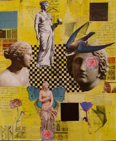 Original Figurative Classical Mythology Collage by Natalia Kazirelova