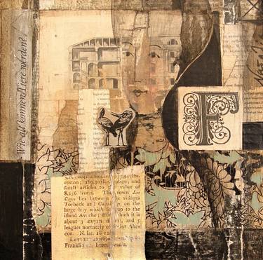 Lady "F" - Original Collage Art in tones of Nature thumb