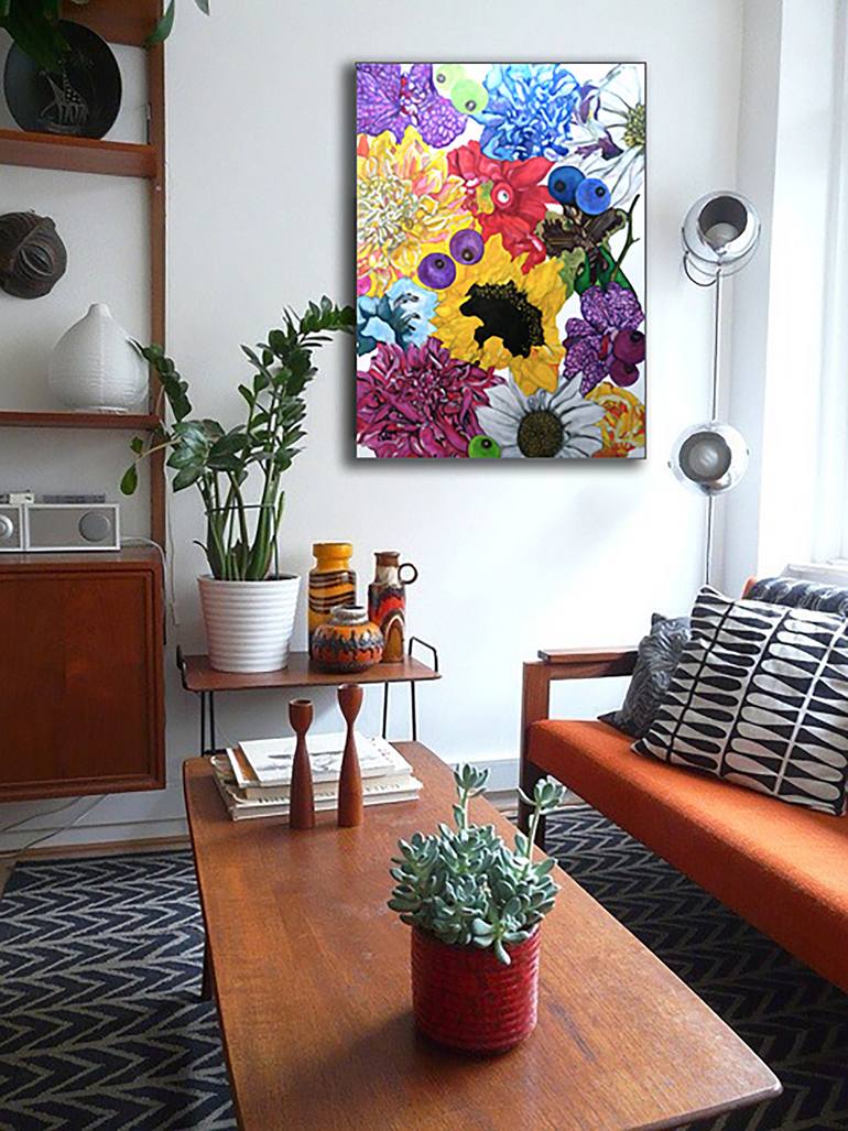 Original Art Deco Floral Painting by Bernardo Lira