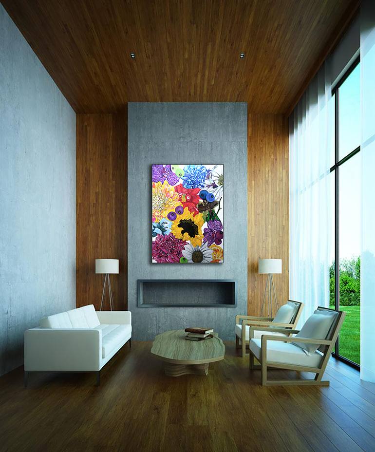 Original Art Deco Floral Painting by Bernardo Lira