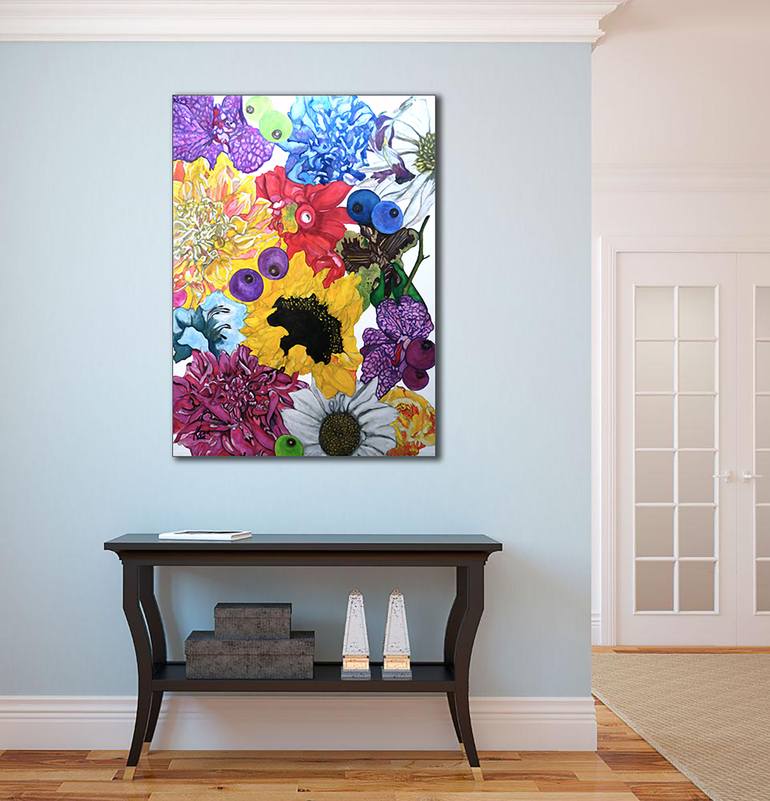 Original Art Deco Floral Painting by Bernardo Lira