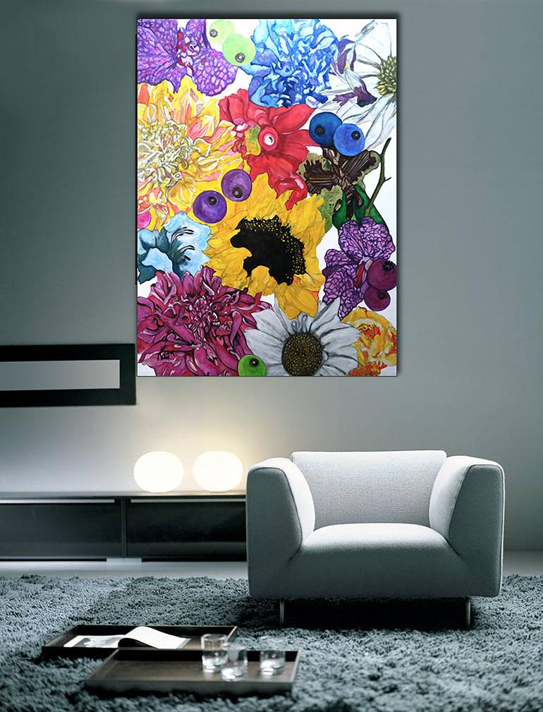 Original Art Deco Floral Painting by Bernardo Lira