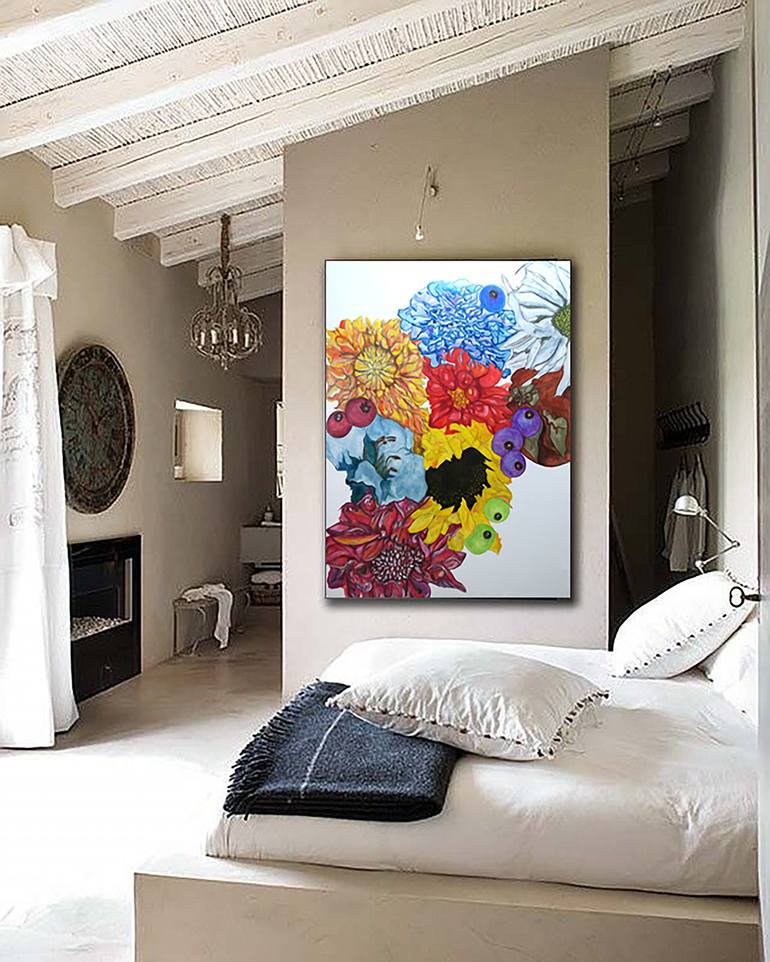 Original Art Deco Floral Painting by Bernardo Lira