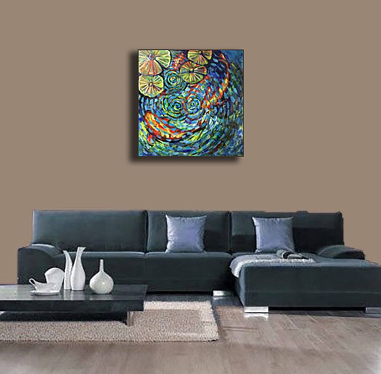 Original Abstract Expressionism Fish Painting by Bernardo Lira