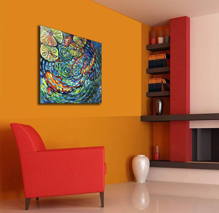 Original Abstract Expressionism Fish Painting by Bernardo Lira