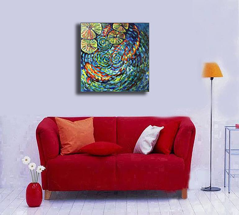 Original Abstract Expressionism Fish Painting by Bernardo Lira