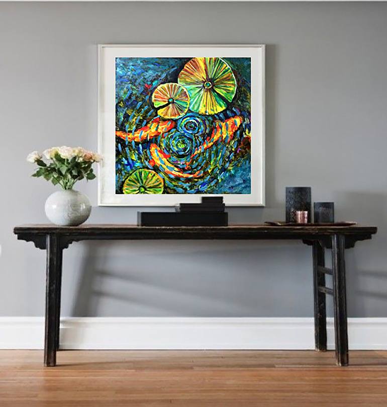 Original Abstract Expressionism Fish Painting by Bernardo Lira