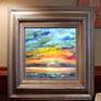 This sunset painting is a full display of vivid colors to express the beauty of nature. I have used many bright and iridescent pigments to capture the bright beautiful mood of nature.
