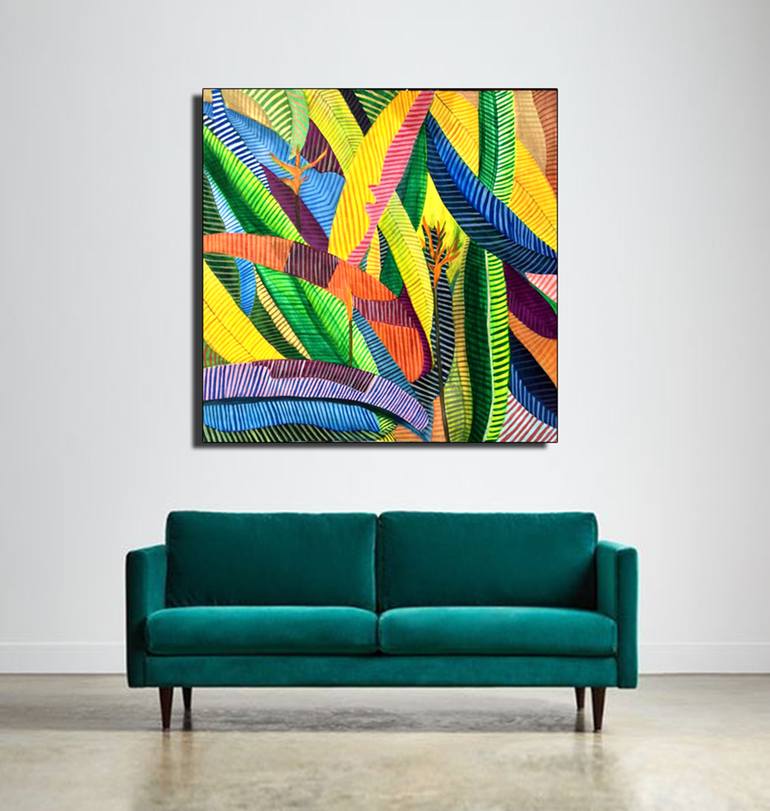 Original Abstract Expressionism Geometric Painting by Bernardo Lira