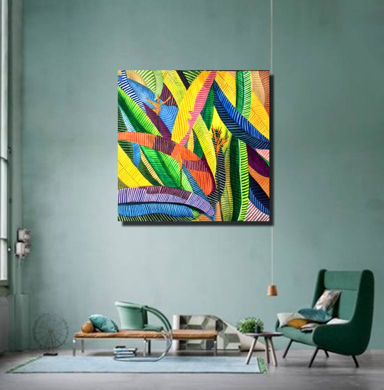 Original Abstract Expressionism Geometric Painting by Bernardo Lira