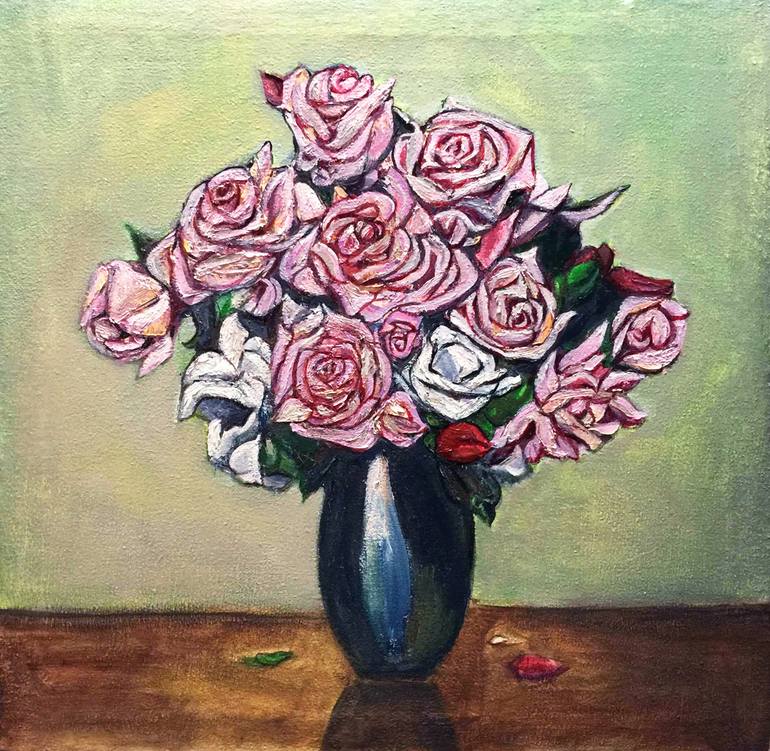 Pink Roses in a Vase