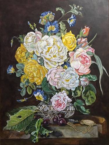 Original Fine Art Floral Paintings by Bernardo Lira