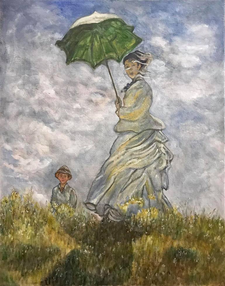 Claude Monet Reproduction of with a Parasol Painting by Bernardo Lira |
