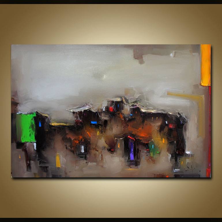 Original Abstract Expressionism Architecture Painting by Stanislav Lazarov