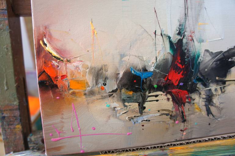 Original Abstract Expressionism Boat Painting by Stanislav Lazarov