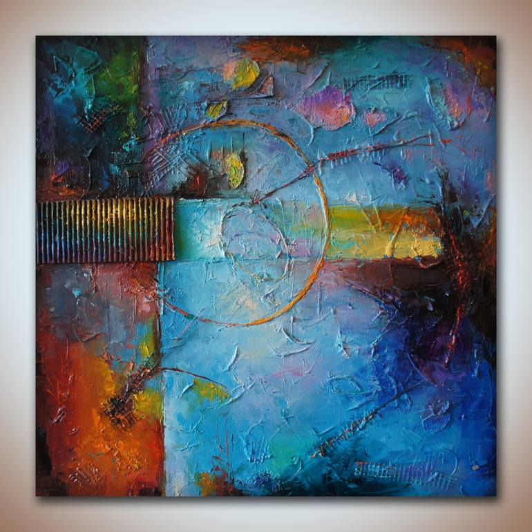 Blue Harmony Contemporary Art Original Abstract Art Mixed Media