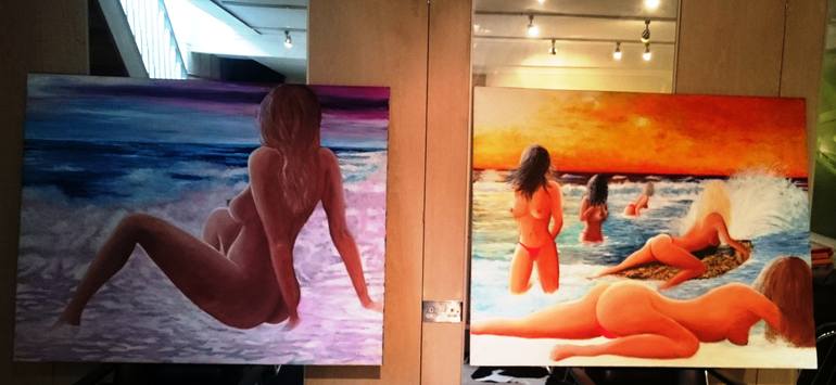 Original Modernism Beach Painting by Branko Brane Kastelic