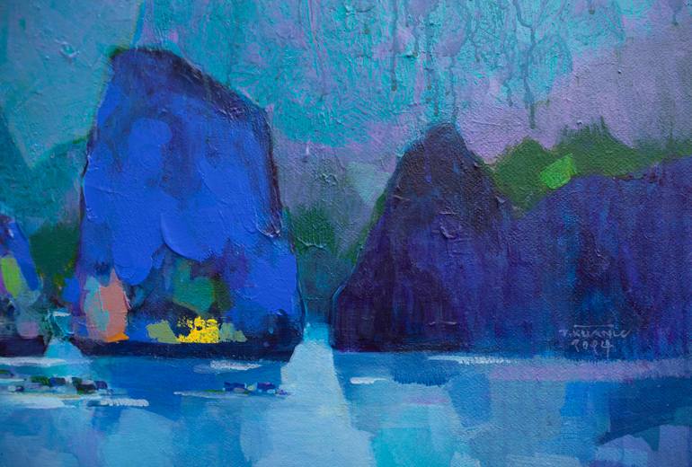 Original Art Deco Beach Painting by Khanh The Bui