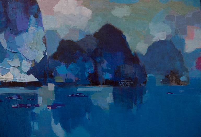 Original Art Deco Boat Painting by Khanh The Bui